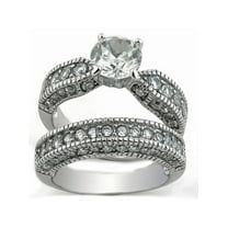 3.15 Ct Round Zirconia Stainless Steel 316 Wedding Ring Set Women's Size 10