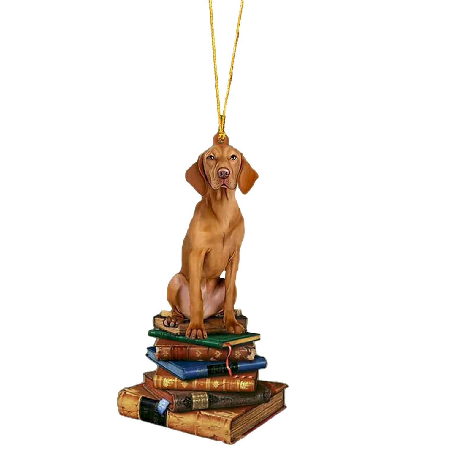 3.15 IN 2024 Christmas Tree Shape Bookshelf Pendant, Dog Christmas
