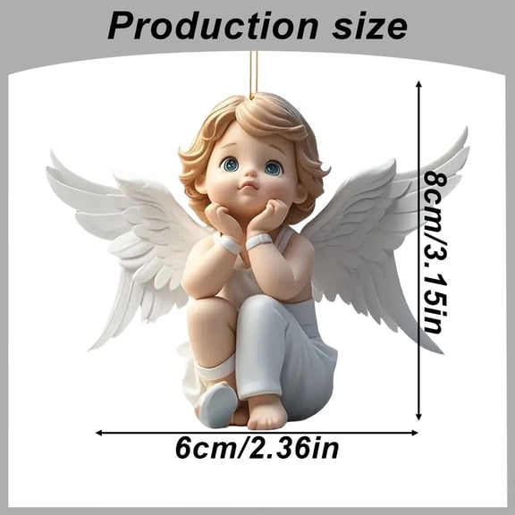 3.15 Inch Cute Angel Acrylic Hanging Ornament, Delicate Cherub Decor for Home, Nursery, and Holiday Use