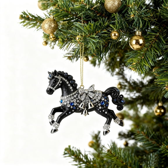 3.15 Inch Horse Christmas Tree Decorations Crystal Horse Xmas Ornaments 2D Flat Acrylic Keepsake Pony Ornament Horses Lovers Gifts