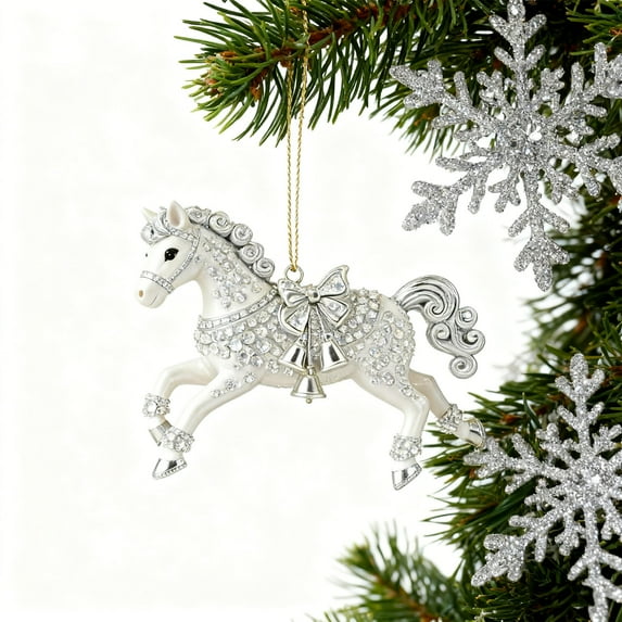 3.15 Inch Horse Christmas Tree Decorations Crystal Horse Xmas Ornaments Pony Ornament 2D Flat Acrylic Keepsake Horses Lovers Gifts