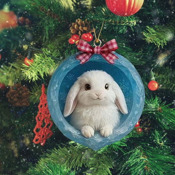 3.15 Inch Ice Crystal Cave Christmas Ornament with Winter Animals and Snowflakes 2D Acrylic Hanging Decor for Christmas Tree Home Office Holiday Decorations Seasonal Winter Theme Display