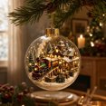thumbnail image 1 of 3.15 Inch LED Christmas Village Scene Ornament Light Up Transparent Acrylic Hanging Bauble with Winter Town Train Warm LED Glowing Xmas Tree Pendant for Home Decor Holiday Gift, 1 of 5