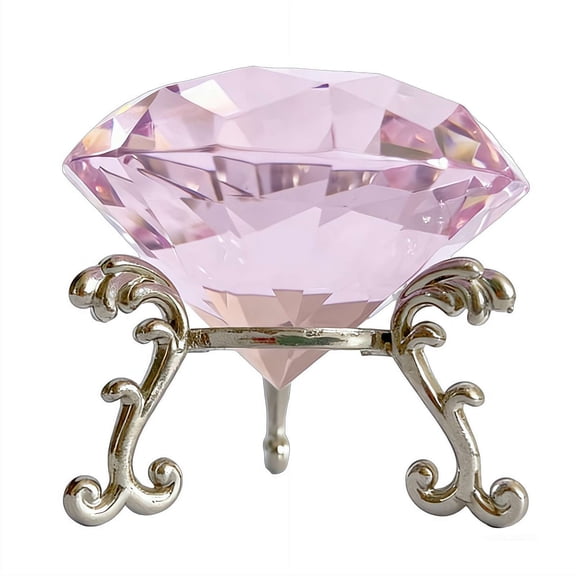 3.15 Inch Large Crystal Diamond Paperweight with Stand, Jewel Style Centerpiece for Wedding & Home Decor