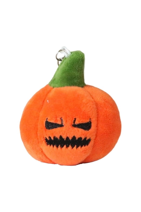 3.15 Inch Mini Jack O Lantern Plush Keychain, Cute Small Pumpkin Stuffed Pendant with 4 Kinds Face Designs, Halloween Backpack Bag Charm Plush Toy Gift for People,B