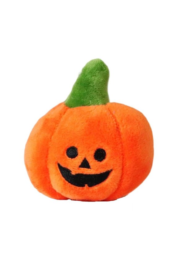 3.15 Inch Mini Jack O Lantern Plush Keychain, Cute Small Pumpkin Stuffed Pendant with 4 Kinds Face Designs, Halloween Backpack Bag Charm Plush Toy Gift for People,A