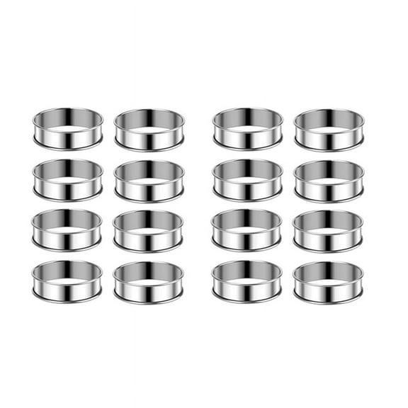 3.15 Inch Muffin Rings Crumpet Rings, 16Pcs Stainless Steel Muffin Rings Molds Double Rolled Tart Rings Round Tart Ring