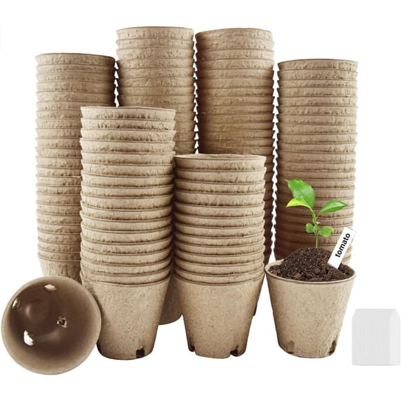 3.15 Inch Seedling Peat Pots, Biodegradable Seed Starters with Drainage Holes for Indoor Outdoor Plant Growing (50 Pack)