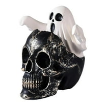 3.15" Mini Cute Resin Ghost Skull Figurine,Funny Knick Knacks for Shelves,Halloween Statue Decor,Quirky Bathroom Home Decors Sculptures and Desk Decor,Gifts for Ghost Lovers