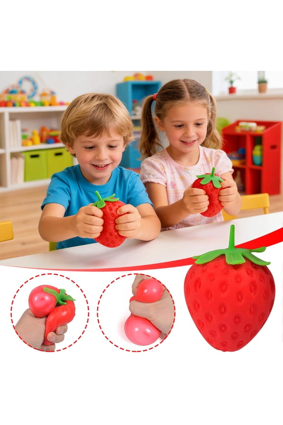 3.15" Realistic Strawberry Stress Relief Squeeze Ball, Soft Slow-Rise Elastic Desk Ornament with Sweet Scent, Portable Tactile Relaxation Accessory for Daily Tension Relief & Decorative Display(1PC)