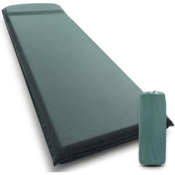 3.15" Self Inflating Camping Sleeping Pad Ultra-thick Elasticity Foam Fast 4-season Insulated Durable Mat Air Mattress With Pillow For Tent Car Traveling Green