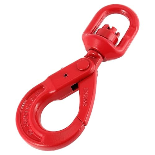3.15 Tons 3/8 Inch Swivel Self-Locking Hook, Grade 80 Alloy Steel Heavy Duty Swivel Lifting Hook, 6945 Lbs Swivel Eye Hook for Industry Ship Building,Red$$Tools & Hardware Other
