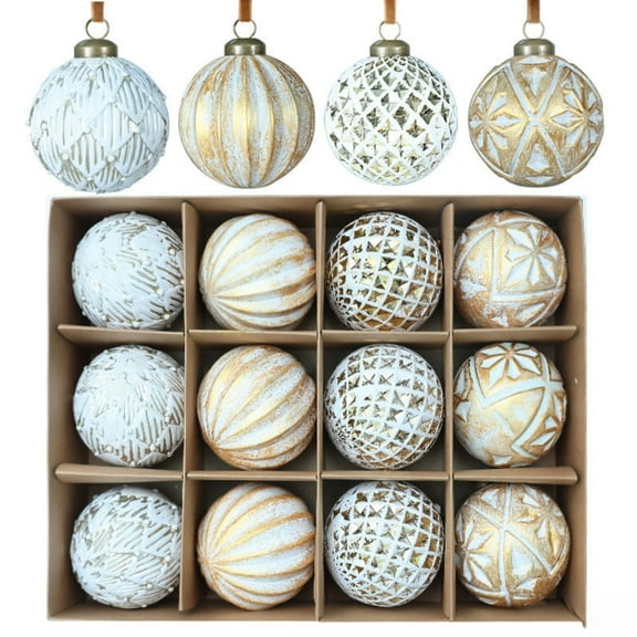3.15" Vintage Christmas Ball Ornaments,12PCS Retro Bronze Christmas Tree Decorations Set, Shatterproof Rustic Ornaments for Xmas Farmhouse Home Holiday Décor