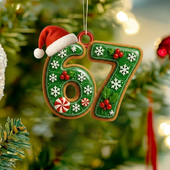 3.15 in Funny Christmas 67 Hanging Sign, Home Mall Christmas Tree Hanging Pendant Decoration, 67 Shaped Holiday Party Banquet Decoration