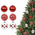 thumbnail image 1 of 3.15 inch, Red White Green Mixed Christmas Ornaments,Shatterproof Wrap Cloth Foam Christmas Ornament Balls for Xmas Christmas Tree Decoration, 6 Count, 1 of 7