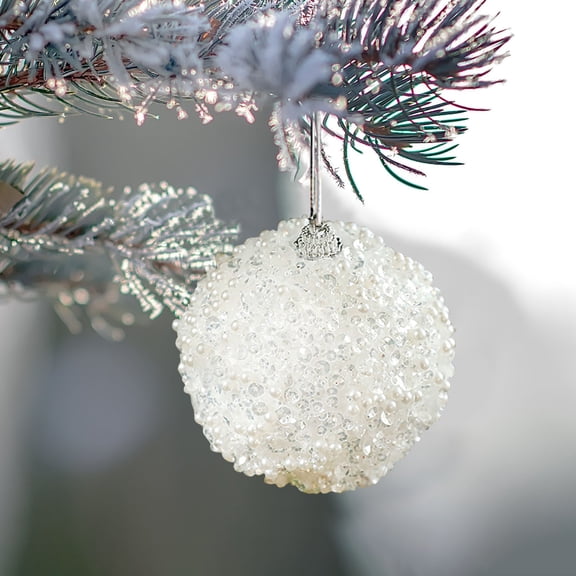 3.15 inch Sequin Pearl Foam Christmas Ball, Sparkly Beaded Xmas Tree Pendant, Lightweight Foam Christmas Ornament, Multi‑Color Decorative Hanging Sphere for Holiday Home Party Decor