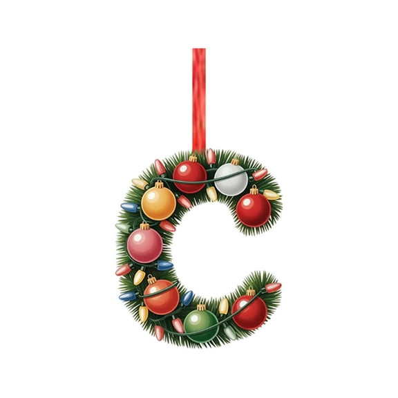 3.15Inch Alphabet Letters Christmas Ornament, Initial Christmas Ornaments A to Z Ornament Letters Decorative Hanging Xmas Alphabet Letters for Christmas Tree (C)