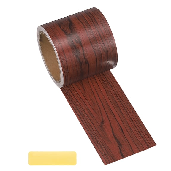 3.15Inx 33 Ft Wood Grain Repair Tape Repair Patch Rosewood, Self Adhesive Wood Grain Tape Multi-Purpose Wallpaper Border Trim for Tables Chairs Baseboards Doors Floors DIY