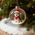 thumbnail image 1 of 3.15in Christmas Crystal Ball Ornament, Transparent Plastic Small Animal Pendant with Santa Hat, Sparkle Mini Winter Scene Decor for Christmas Tree, Holiday Gift for Family Friends Home Decoration, 1 of 6