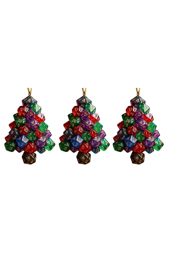 3.15in Dice Tree Pendant, Holiday Party Acrylic 2D Flat Tree Shape Dices Pattern Printed Ornament, for Home Office Keychain Backpack Hanging Decor, Gift for Friends and Dice Lover