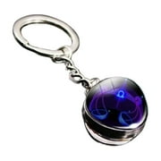 3.15in Double-Sided Luminous Zodiac Constellation Keychain Pendant, Glow in the Dark Glass Car Bag Charm, Astrology Hanging Accessory Gift, Multiple Signs
