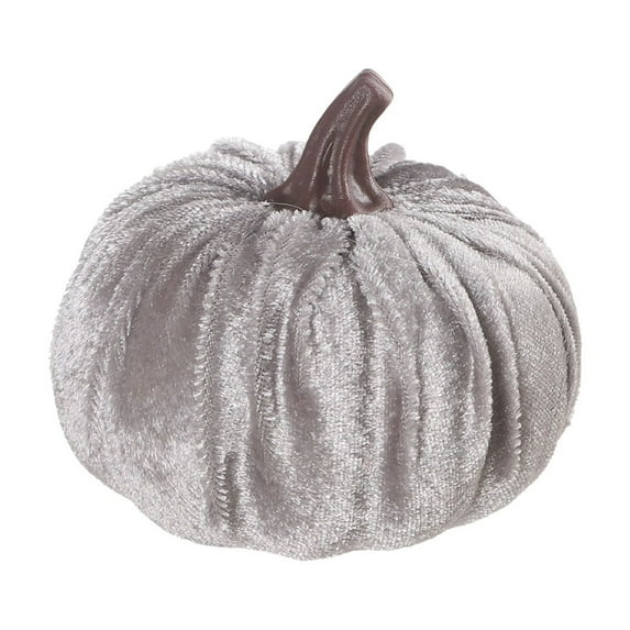 3.15in Golden Velvet Fabric Pumpkin Halloween Thanksgiving Desktop Decoration Harvest Festival Prop(Gray)