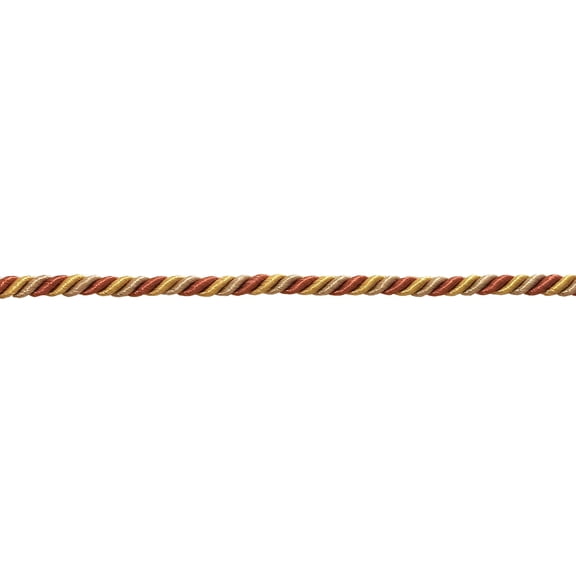 3/16" (0.5cm) Small Twisted 3-ply Rope Cord Trim # 316BNL,, Cinnamon Toast Orange #6122 (Rust, Gold) Sold By The Yard (36"/3 ft/0.9m)