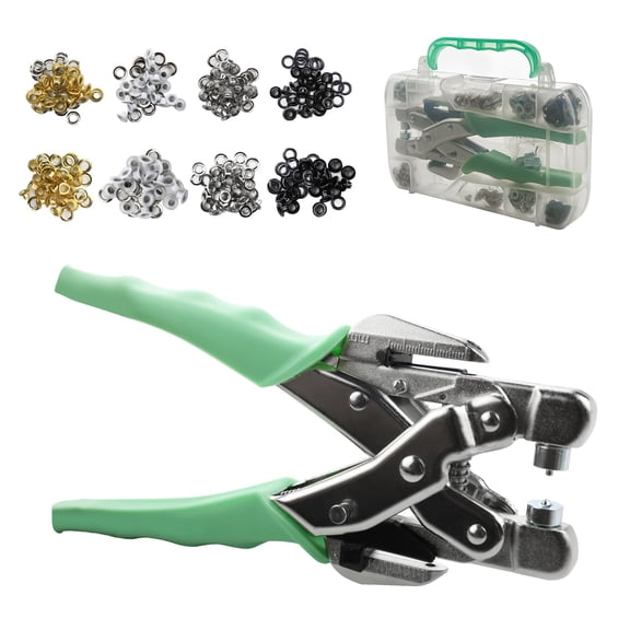 3/16 & 1/8 Grommet Tool Kit And Eyelet Hole Punch Plier  Pliers Set With 160 Metal Grommets Eyelets Case For Leather Bags Clothes Belt Cards Crafts
