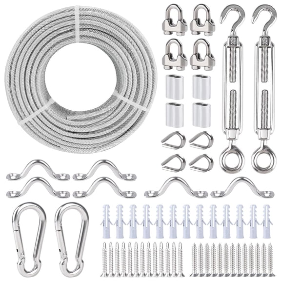 3/16" 100 FT PVC Coated Stainless Steel Wire Rope Kit 1