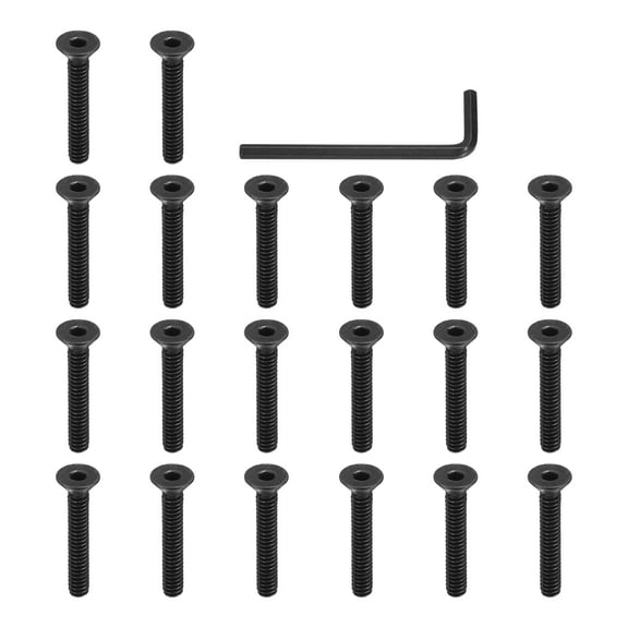 3/16-24 x 1-1/4 Inch Flat Head Socket Cap Screws Hex Socket Drive Machine Screws UNC Coarse Full Thread Black 20 Pcs