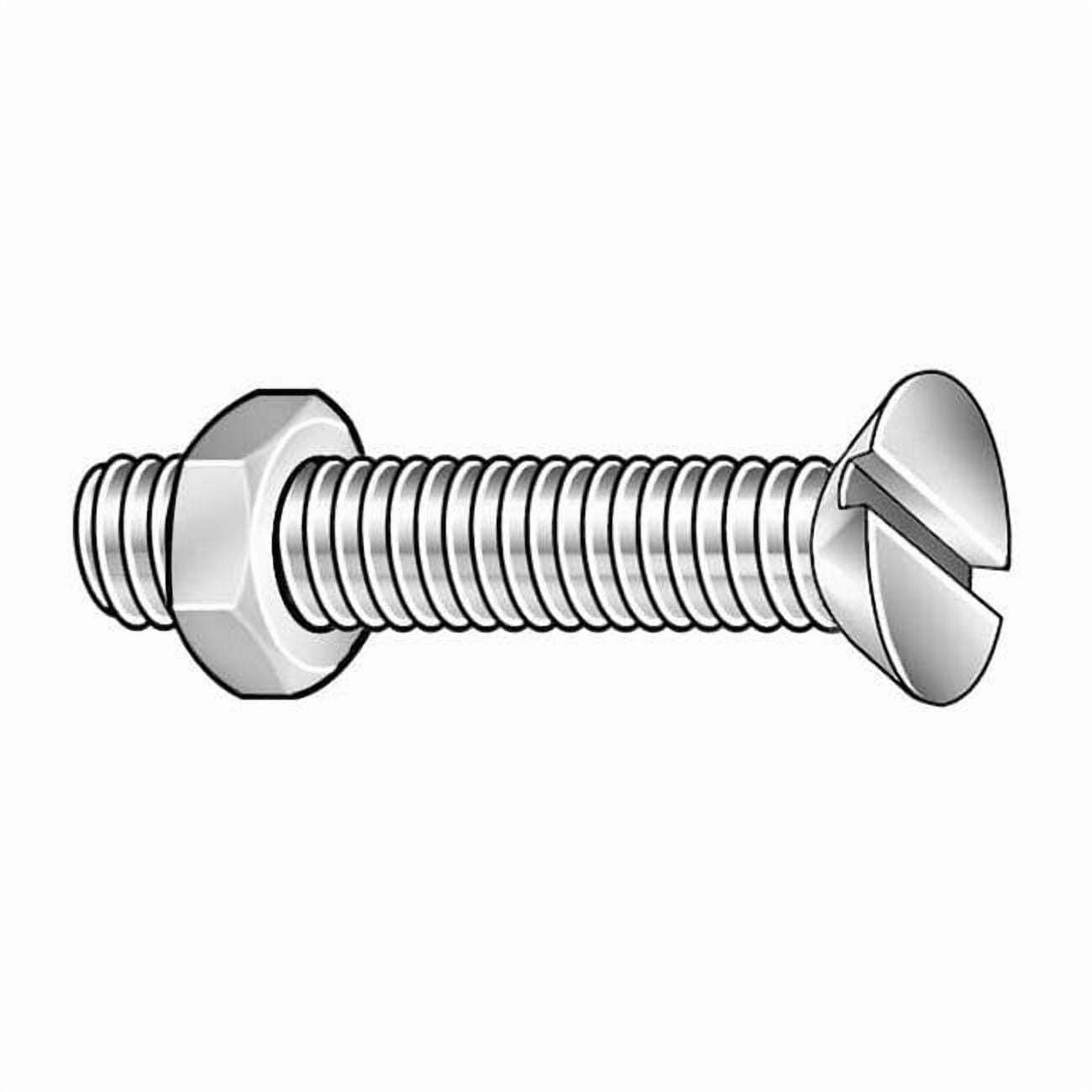 3/16"-24 x 1-1/4 in Slotted Flat Machine Screw, Zinc Plated Steel, 100 PK