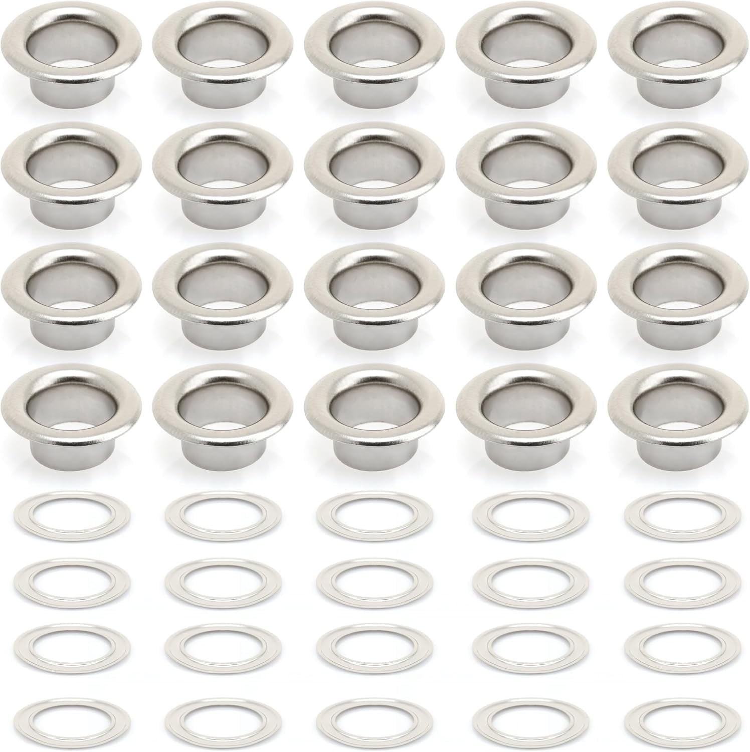 3/16" (5 MM) Hole Size Metal Grommets Eyelets with Washers for Bead Cores, Clothes, Leather, Canvas (720 Sets, Silver)