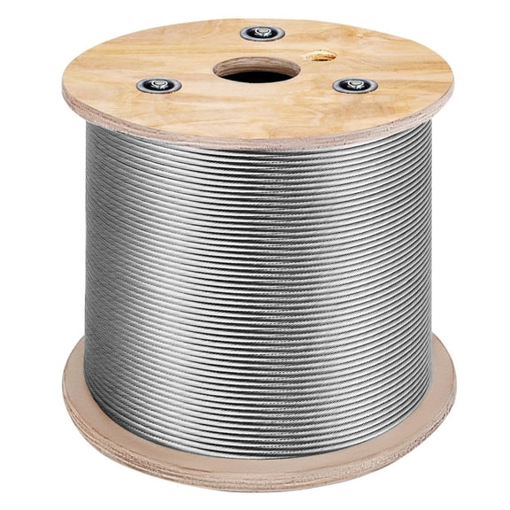 3/16" 7x19 Stainless Steel Aircraft Cable 500FT - T304 Wire Rope, 3700lb Capacity, Winch Cable Replacement for Railing, Clothesline & More