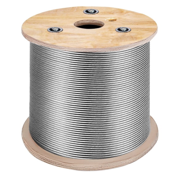3/16" 7x19 Stainless Steel Aircraft Cable 500FT - T304 Wire Rope, Winch Cable Replacement