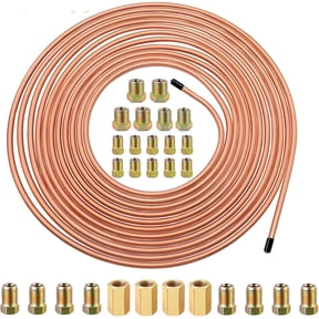 3/16" Brake Line Kit-25ft Flexible Tubing with 28pcs Brake Line Fittings(16Pcs Fittings, 4Pcs Unions+8Pcs Nut), 2 in 1 Combo Kit