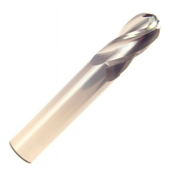 3/16" Carbide 4 Flute Single End Ball End Mill, Drill America, MMO3/16-4FSE-BN