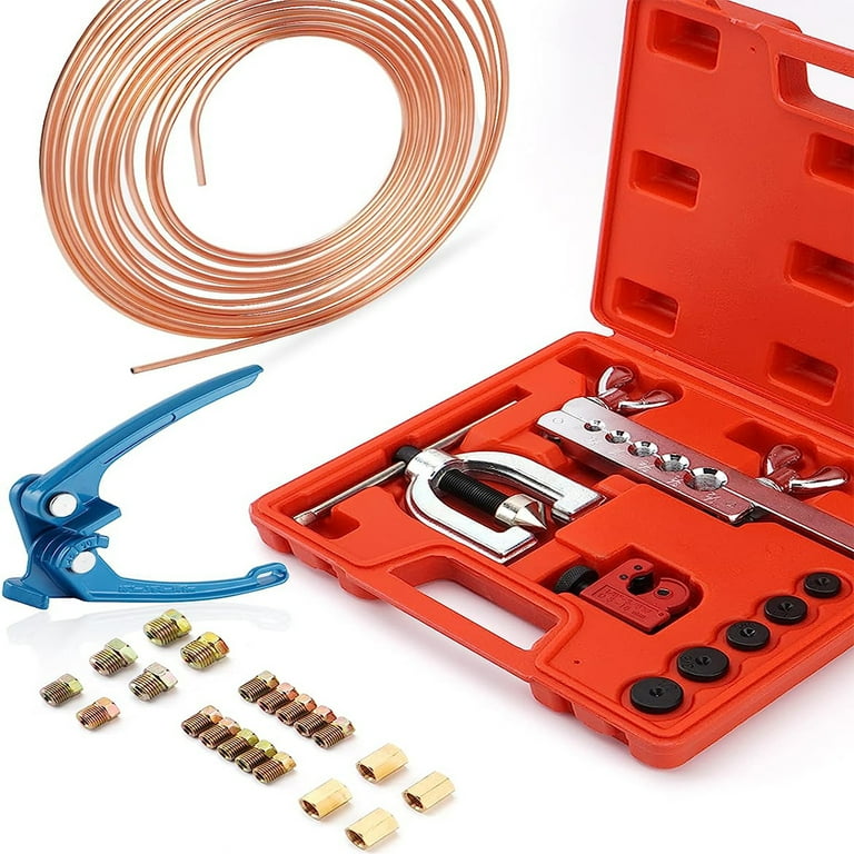 Copper Coated Car Brake Line Cutter Kit 3/16 (25ft)+Tube Bender + Brake  Line Double & Single Flaring Tool Kit