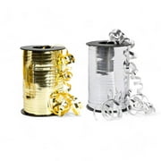 LaRibbons 3/16" Crimped Curling Metallic Ribbon Bundle | Silver/Gold | 2 - 500 Yard Spools