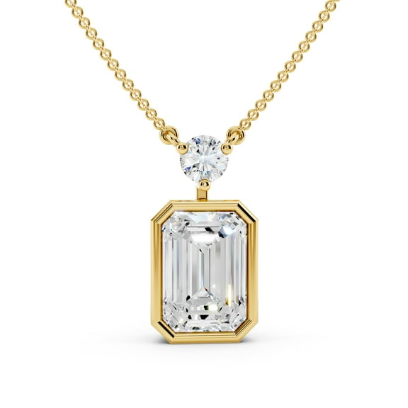 3.16 Ct Emerald Cut Moissanite Solitaire Pendant Necklace in 14K Yellow Gold Plated S925 18 Inch D Color VVS1 Clarity Fine Jewelry Gift