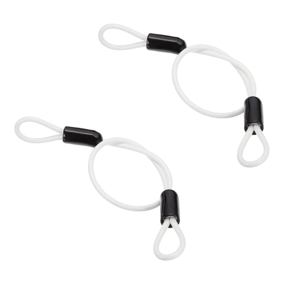3/16" Dia Vinyl Coated Stainless Steel Cable with Loops, 2 Pcs 2 ft (20") Lock for Outdoor Stage Lighting, White