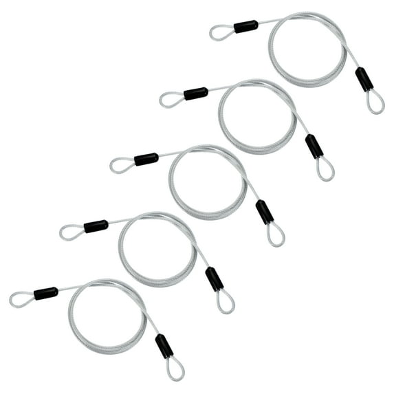 3/16" Dia Vinyl Coated Stainless Steel Cable with Loops, 5 Pcs 5 ft (60") Lock for Outdoor Stage Lighting, Clear