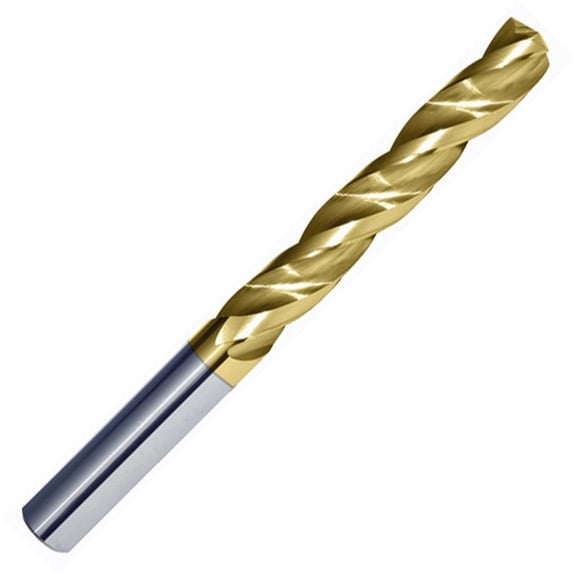 3/16" Diameter 3 Flute Carbide Drill, 150 Split Point, TiNCoated, 1-5/8" Flute Length, 2-3/4" Overall Length