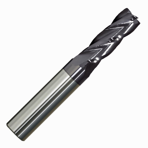 3/16" Diameter 4 Flute Single End Carbide End Mill 30° Helix, ALTiN Coated .625" Flute Length, 2"OAL