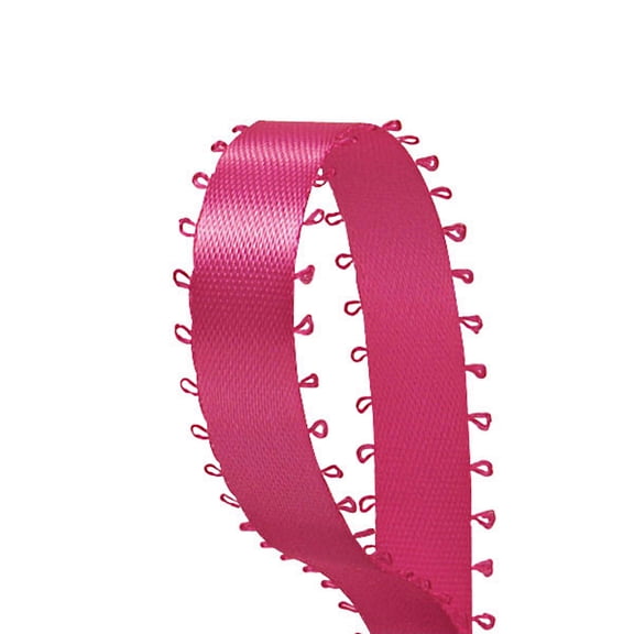 3/16" Double Face Satin Picot Ribbon Feather Edge 50 Yds-Hot Pink