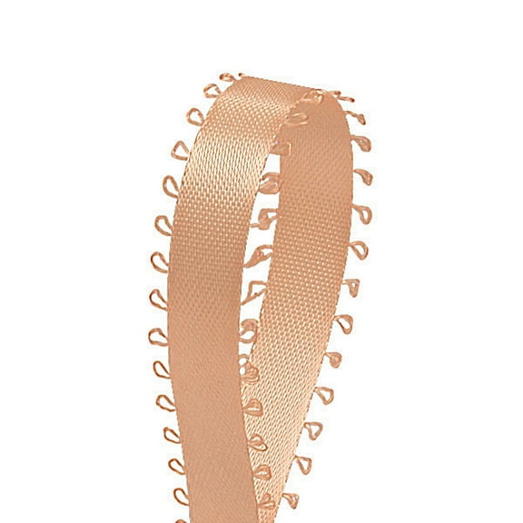 3/16" Double Face Satin Picot Ribbon Feather Edge 50 Yds-Peach