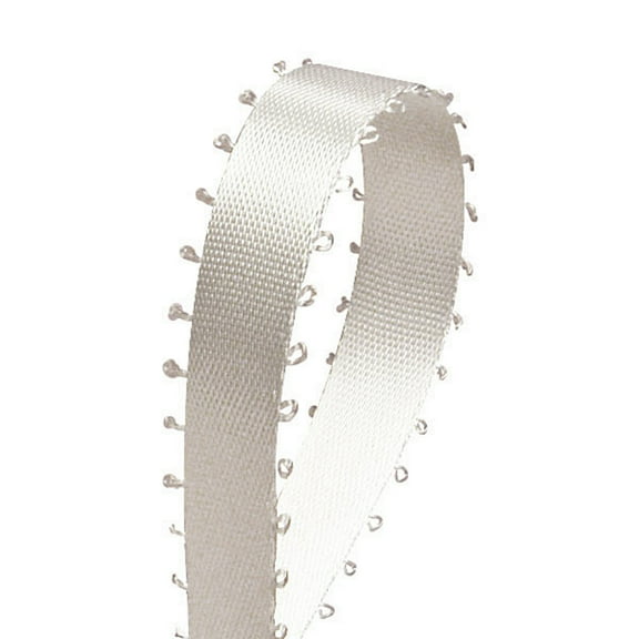 3/16" Double Face Satin Picot Ribbon Feather Edge 50 Yds-White