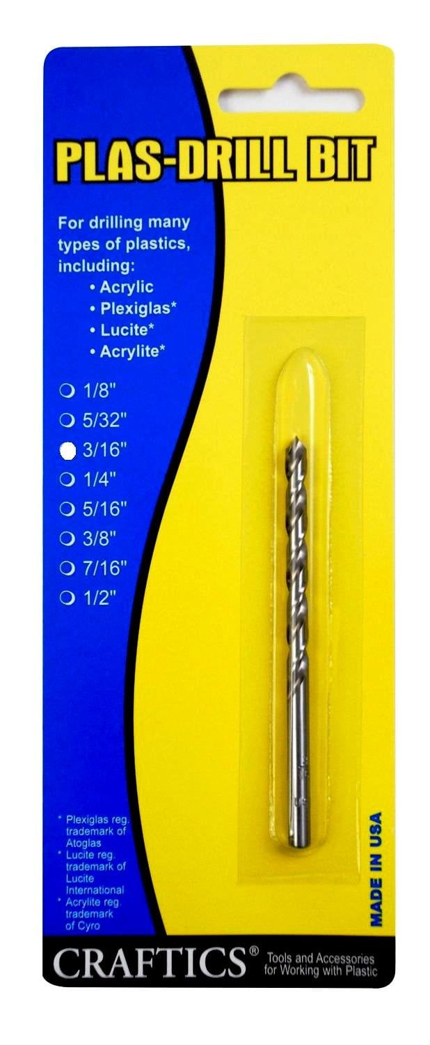 3/16" Drill Bit for Plastic (Acrylics, Plexiglas, Lexan, ABS, PVC, and