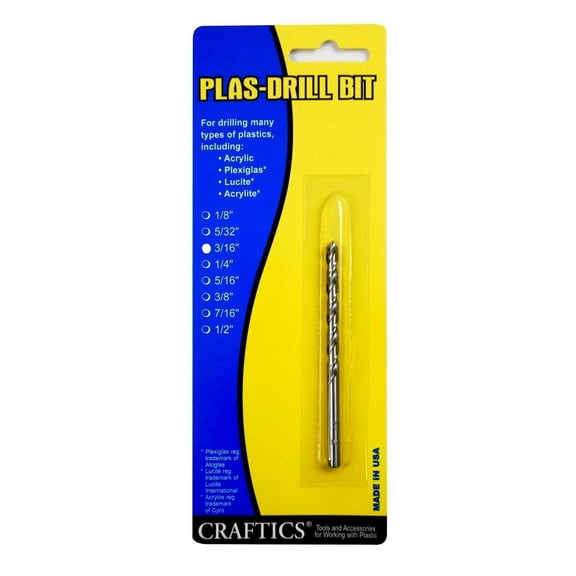 Craftics Plas-Drill 3/16 Drill Bit for Hand Held Drills