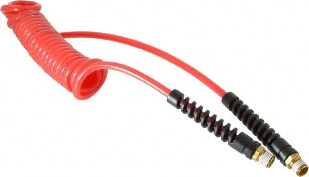 3/16" ID 10' Poly SelfCoil Hose 147 psi Male Swivel Ends (Red or Blue