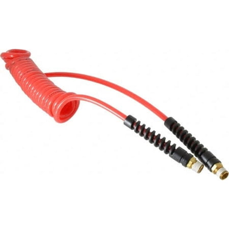 3/16" ID 10' Poly Self-Coil Hose 147 psi Male Swivel Ends (Red or Blue Color)